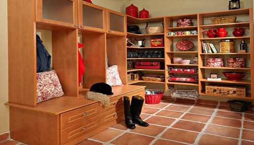 Entry Way Shelves and Cabinet Storage